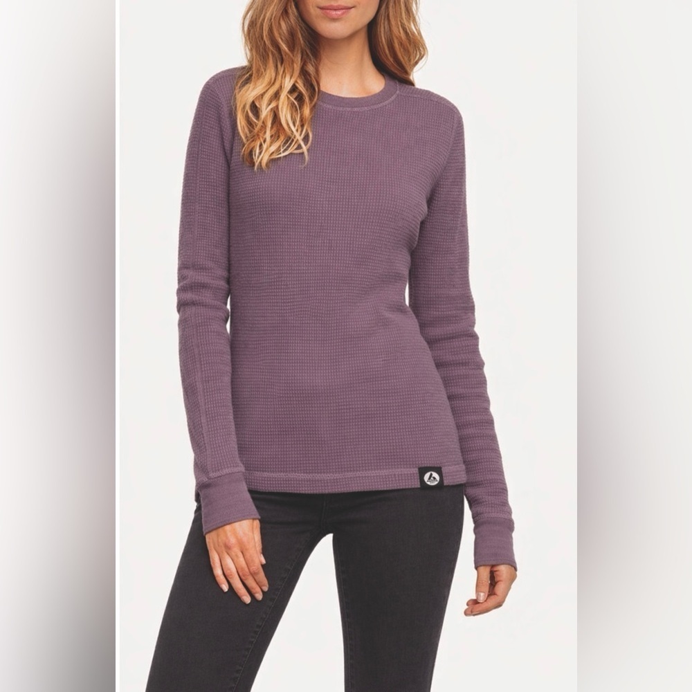 American Giant Purple Waffle Crew Thermal Long sleeve Heavyweight 100% Cotton